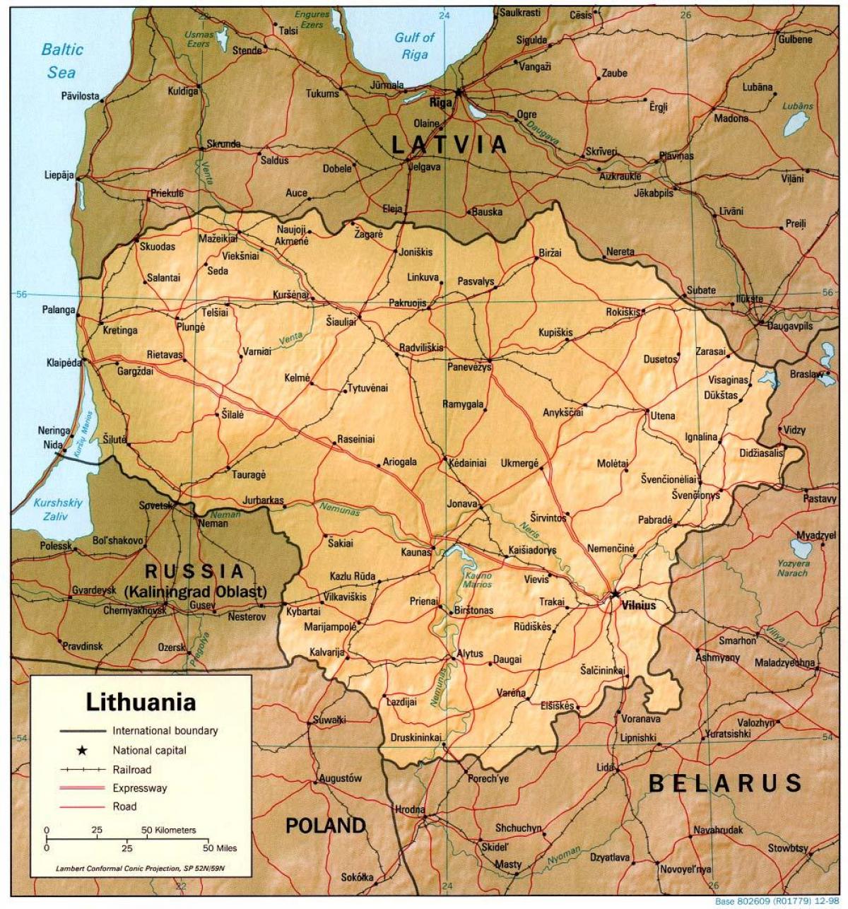 Kort over Litauen